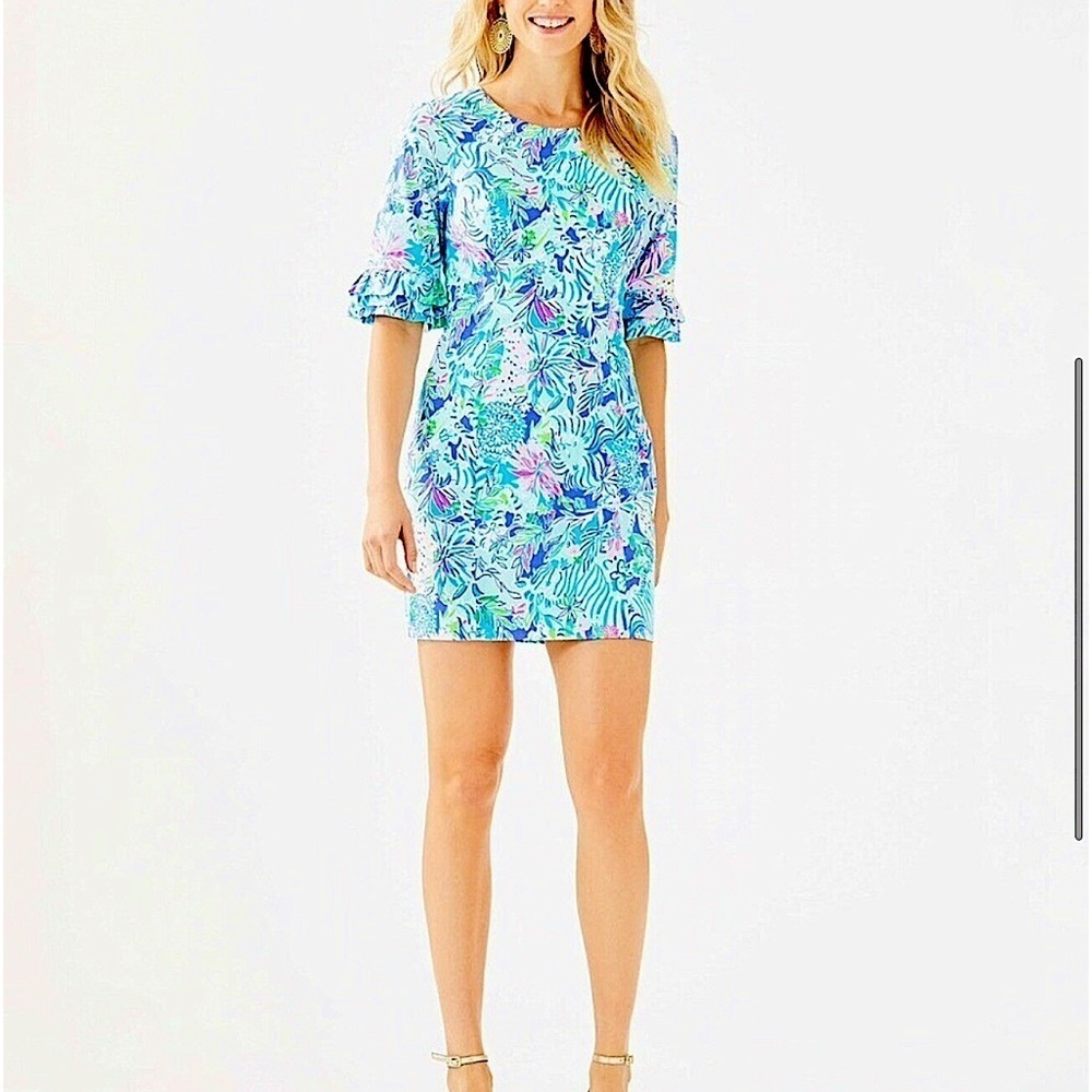 💙🩵Lilly Pulitzer Fiesta Stretch Dress Coastal Blue dress size 00 - Picture 16 of 17